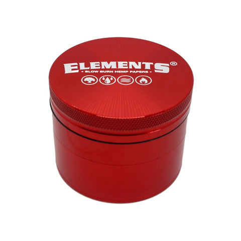 Elements - Red Aluminium 4 Part Grinder - Various Sizes