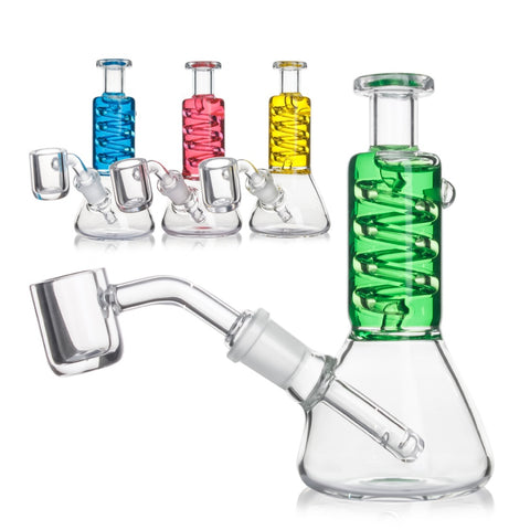 Freezable 11cm Glass Dab Rig - Coloured Spiral Neck