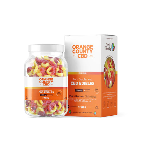 SALE!!! Orange County CBD - Gummy Peach Rings - Large Tub 455g