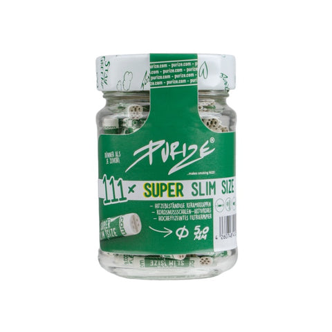 Purize - Super Slim 5mm -  Jar of 111 Activated Charcoal Filters