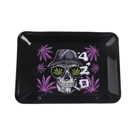 Wise Skies - 420 Skull - Metal Rolling Tray