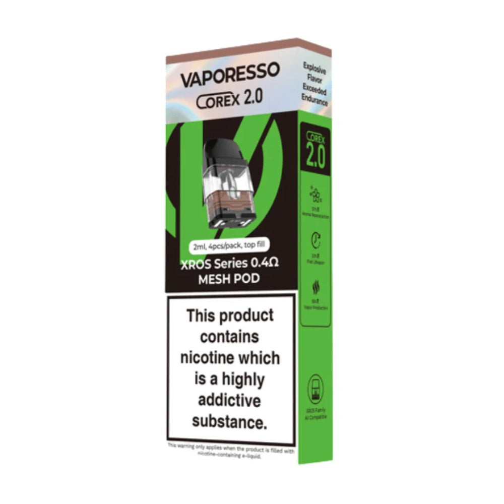 Vaporesso - XROS Series Replacement Pod 2ml - Corex 3 - 0.4 Ohm Mesh - The JuicyJoint Vaporesso - XROS Series Replacement Pod 2ml - Corex 3 - 0.4 Ohm Mesh - The JuicyJoint