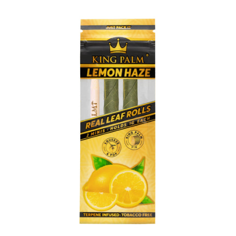 King Palm - Terpene Infused Hand Rolled Palm Leaf Blunts - Mini Pack of 2 - Lemon Haze