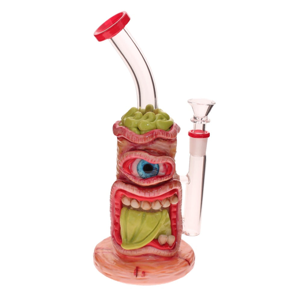 Monster Series Bong C - 26cm Glass 3D Resin Waterpipe Red/Green