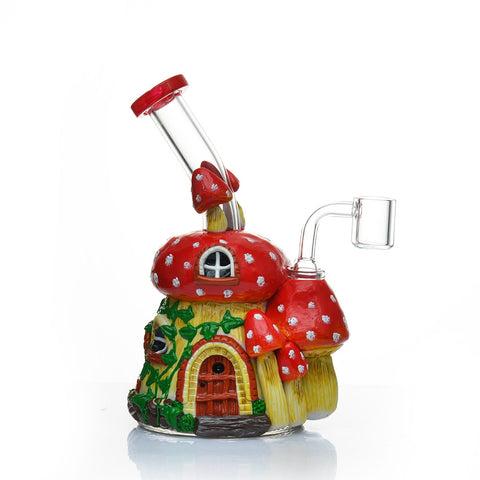 Magical Mushroom & Vines House - 19cm Glass & Resin Dab Rig / Bong