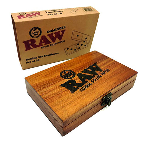 Raw - Double Six Dominoes - Set of 28  in Wooden Display Box