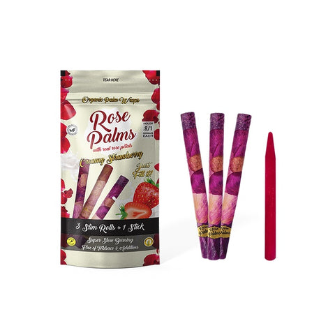 Rose Palm - Slim Pre-Roll Wraps - Pack of 3