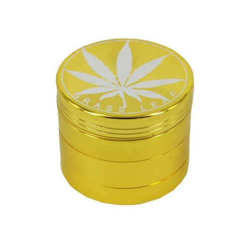 Grass Leaf 4 Part Metal Grinder - Gold
