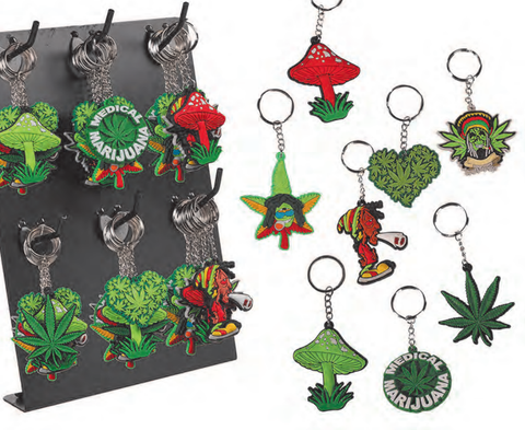 Rubber Leaf / Rasta / Mushroom Keyring - The JuicyJoint