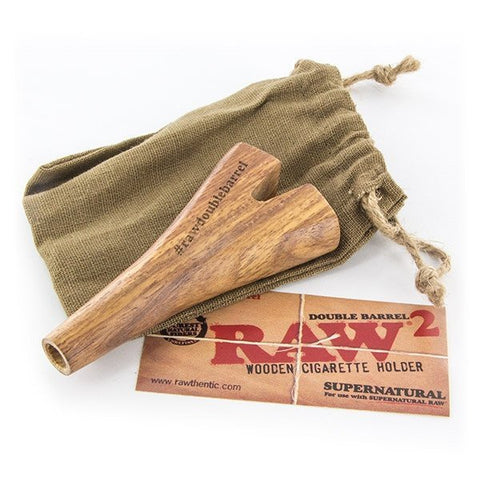 Raw - Double Barrel Wooden Cigarette Holder - The JuicyJoint