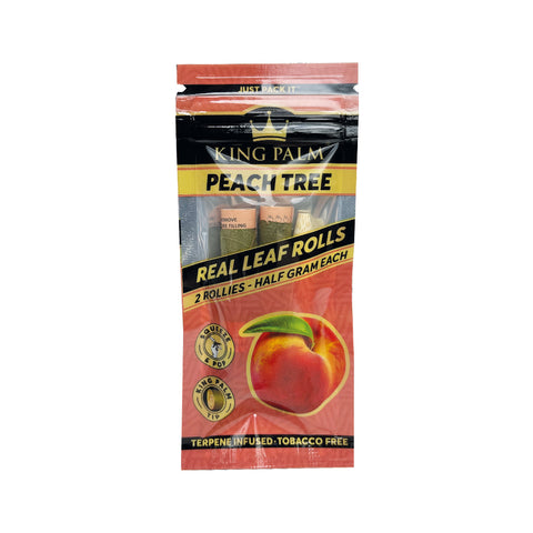 King Palm - Peach Tree  - Terpene Infused Hand Rolled Palm Leaf Blunts - Rollie Pack of 2