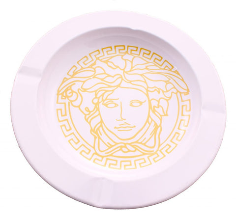 White & Gold Medusa Design - Metal Ashtray