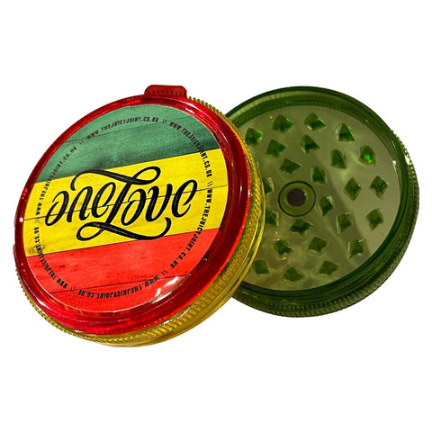 Juicy Joint  - Rasta 'One Love' - 3 Part Acrylic 50mm  Herb Grinder -