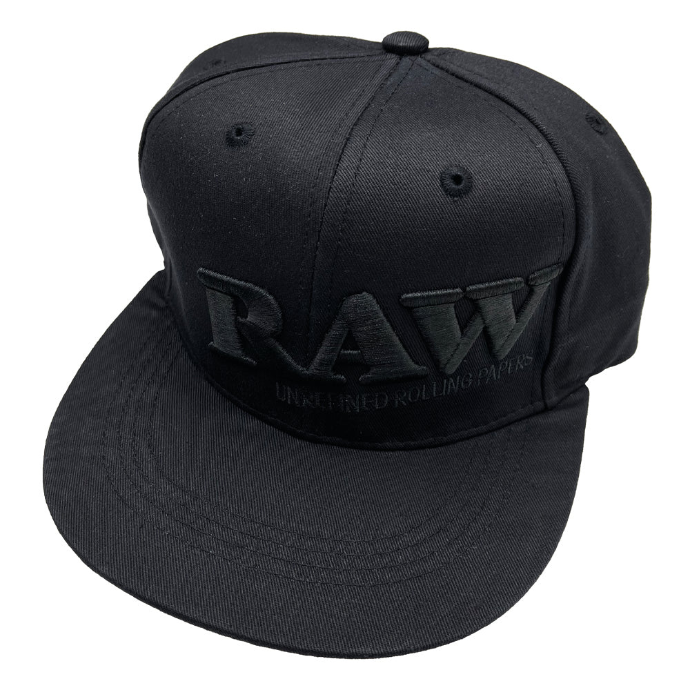 Raw Flat Snapback Cap Black Embroidered Logo Hat – The JuicyJoint