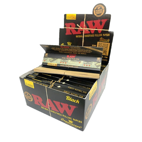 Raw Black - Connoisseurs Kingsize Papers + Tips - Box 24
