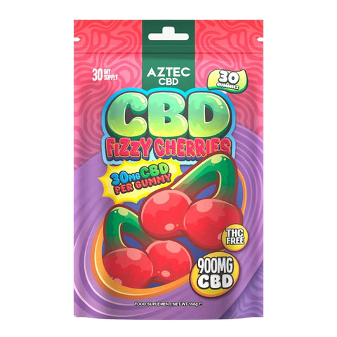 Aztec 900mg CBD Gummies - Fizzy Cherries 30 x 30mg