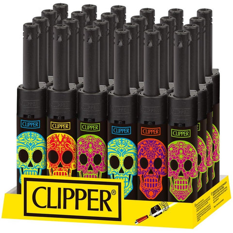 Clipper - Mini Tube Pipe & Bong Lighter - Mexican Skulls