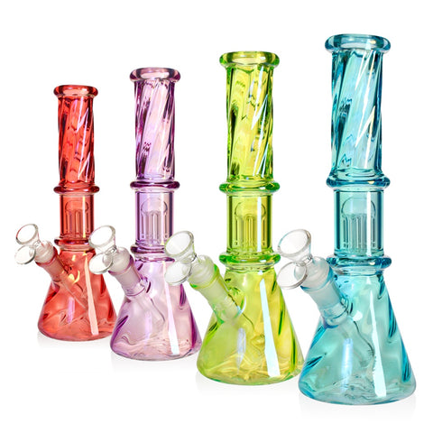 Colourful Twisted Spiral Percolator - 26cm Glass Waterpipe Bong