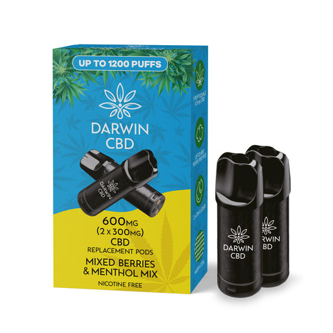 Darwin CBD - 2 x Spare Vape Pods - 900mg CBD / CBG ( 2 x 450mg Pods) The JuicyJoint Darwin CBD - 2 x Spare Vape Pods - 900mg CBD / CBG ( 2 x 450mg Pods) The JuicyJoint
