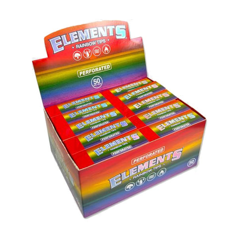 Elements - Rainbow - Perforated Filter Tips - Box of 50