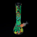 Hippie Leaf Glow In The Dark - 32cm Thick Glass Waterpipe Bong
