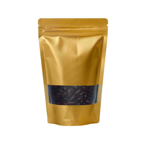 Mylar Bags - Window / Stand Up Pouch - Gold - Medium (7g) - Pack of 100