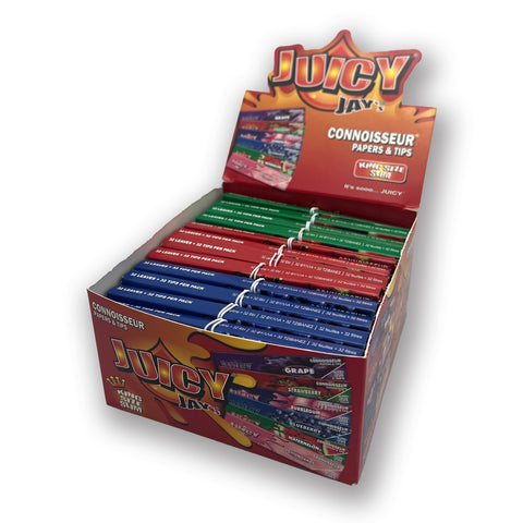 Juicy Jays - Connoisseur King Size Rolling Papers + Tips - Box of 24 Mixed Flavours