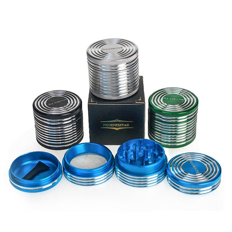 Phoenix Star 40mm - 4 Part Aluminium Herb Grinder - Circle Ripple