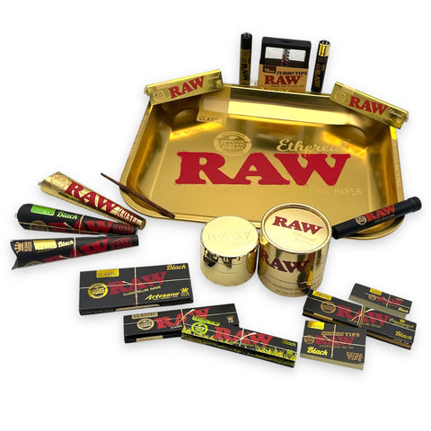 RAW Ethereal Ultimate Gold - Large Rolling Tray Gift Set