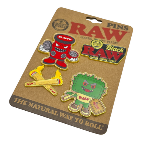RAW - Mini Assorted Magnetic Pin Badges Set 2 - Mixed Pack of 4