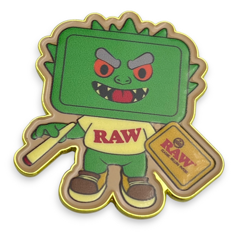 RAW - Mini Magnetic Pin Badge - RAW Traysor Design (Green Mascot)