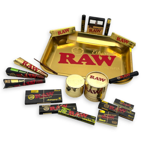 RAW Ethereal Ultimate Gold - Large Rolling Tray Gift Set