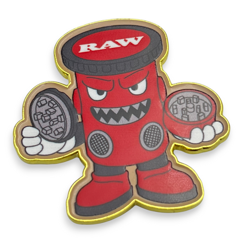 RAW - Mini Magnetic Pin Badge - RAW Grindor Design (Red Mascot)
