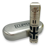 Clipper - Metal UK Silver  - Flint Wheel Jet Flame Lighter