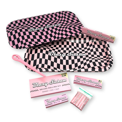 Blazy Susan - Trippy Checkers - Medium Rolling Tray Gift Set