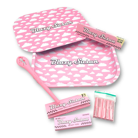 Blazy Susan - Pink Clouds - Small Rolling Tray Gift Set