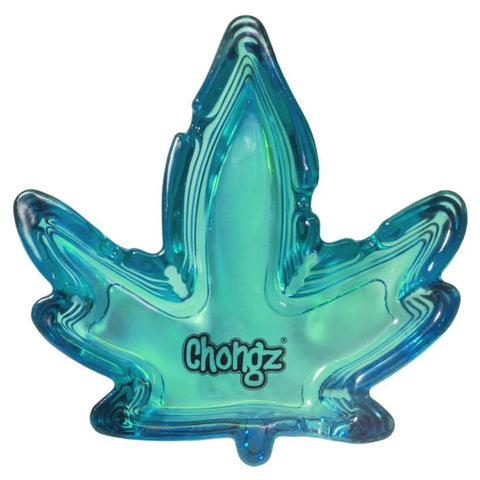 Chongz -  Blue Leaf Shape - Transparent Glass Ashtray