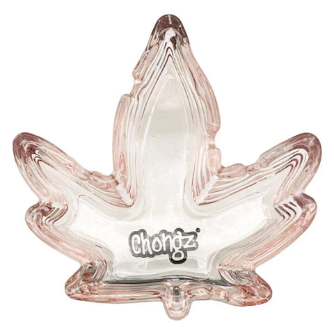 Chongz - Pink Leaf Shape - Transparent Glass Ashtray