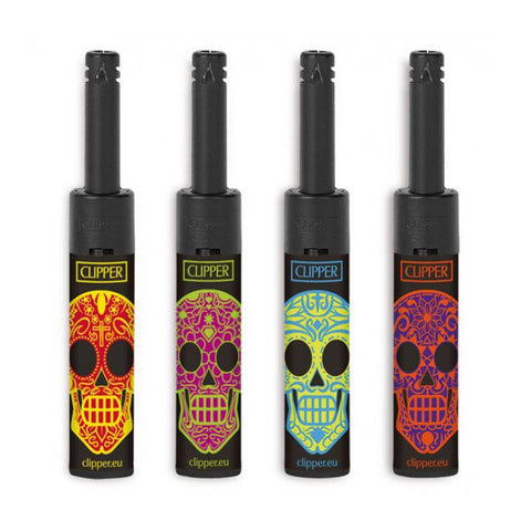 Clipper - Mini Tube Pipe & Bong Lighter - Mexican Skulls