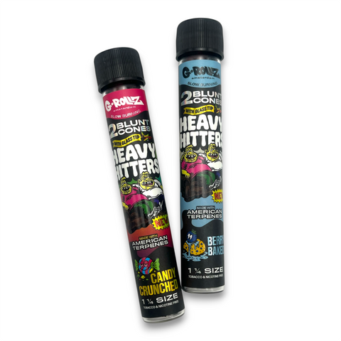 G-Rollz - Heavy Hitters 2 x Terpene Infused 1 1/4 Cones with Glass Tips