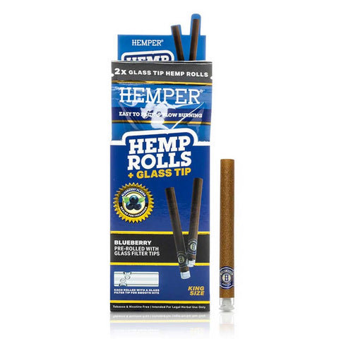 Hemper - Kingsize Hemp Rolls with Glass Tips - Pack of 2