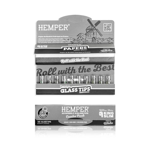 Hemper - French White Kingsize Papers + Glass Tips