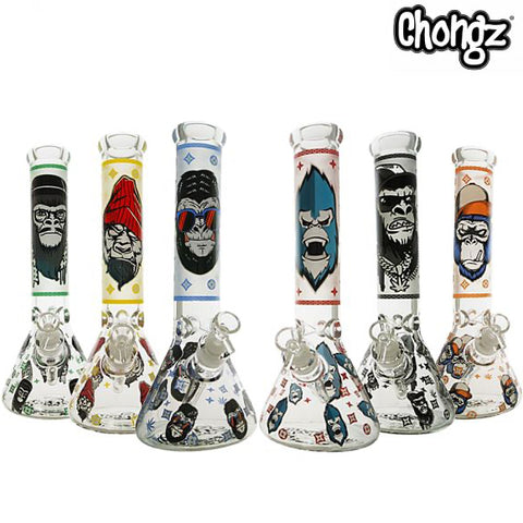 Chongz - "Monkeee Maan" 33cm Glow in the Dark  Thick Glass Bong