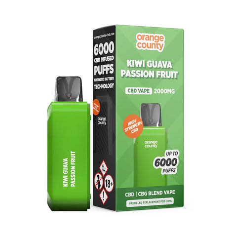 Orange County - Broad Spectrum CBD/CBG Replacement Vape Pod 2000mg CBD - 6000 Puffs