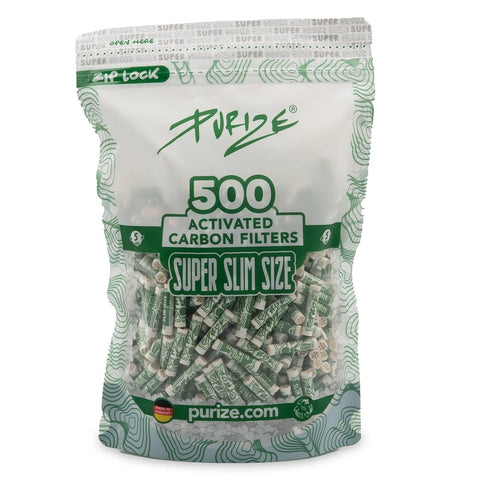 Purize 5mm - Super Slim 500 Pack - Activated Carbon Filters Tips