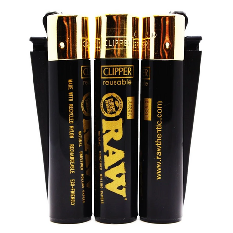 RAW Clipper Lighter - Special Edition Black with Gold Top
