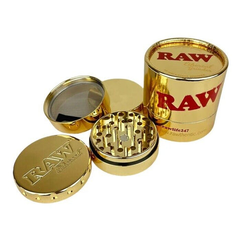 RAW Ethereal - 60mm Gold Plated - 4 part Herb Grinder