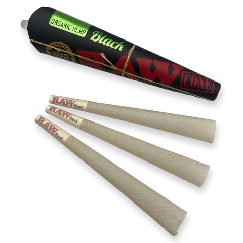 RAW Black Organic Cones - King Size - 3pack