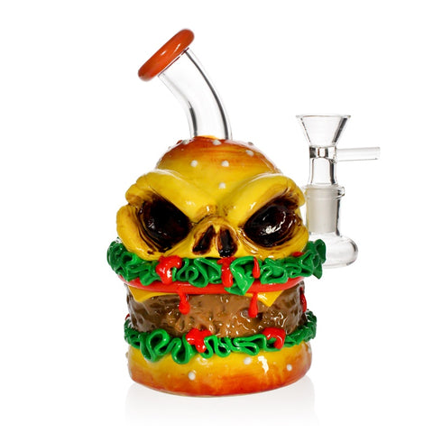 Skull Burger  - Glass & Resin 17cm Waterpipe Bong
