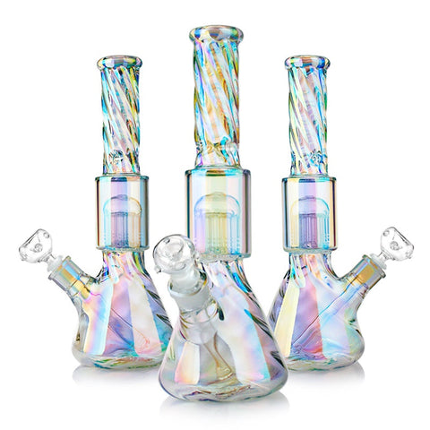 Twisted Rainbow - Iridescent  Percolator - 35cm Glass Bong